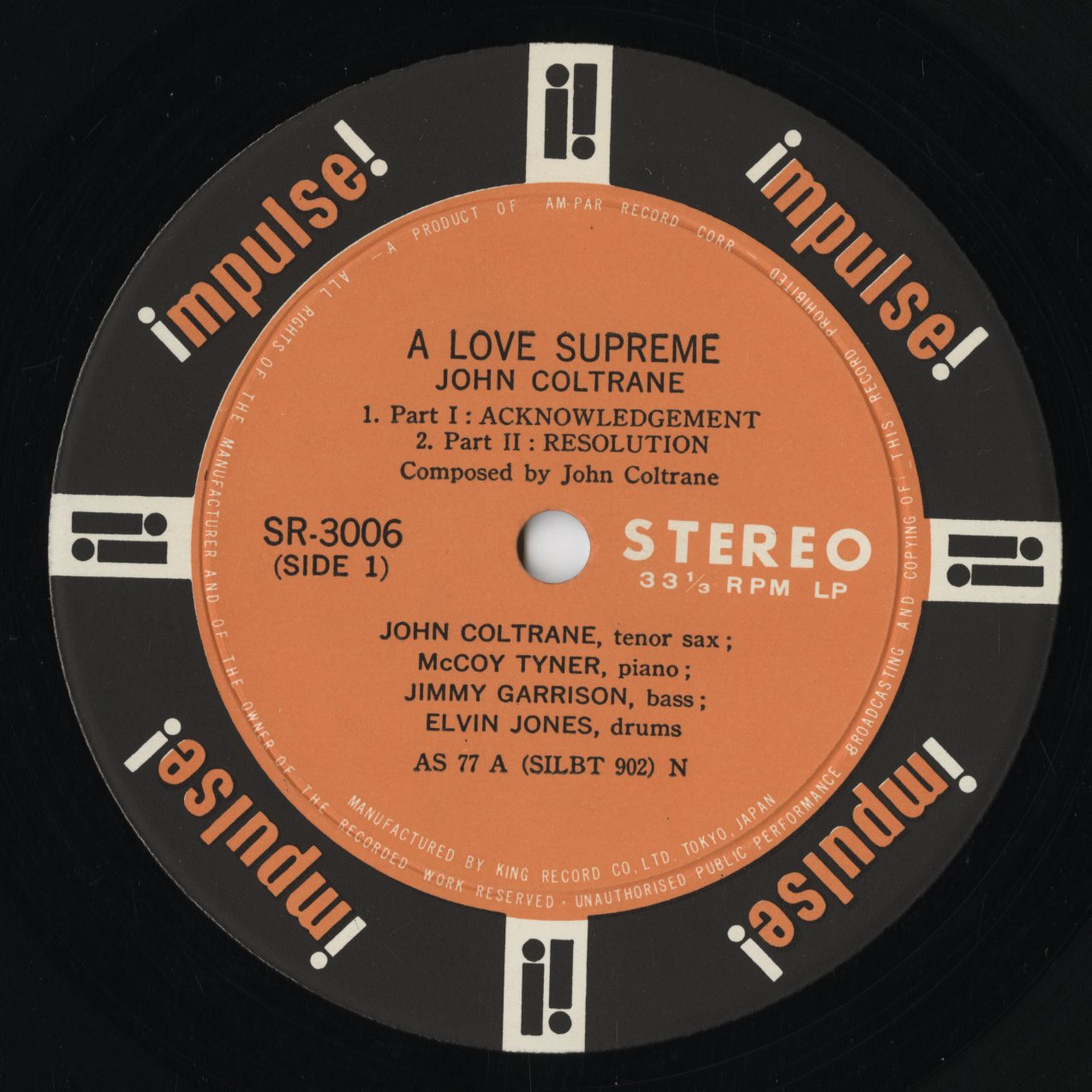 John Coltrane - A Love Supreme (SR 3006) LP 1967 JPN Impulse / King Record｜中古LP