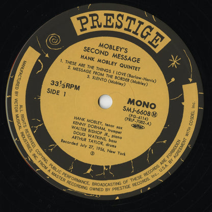 Hank Mobley - Mobley's 2nd Message (SMJ-6608(M)) LP 1979 JPN Prestige｜中古LP