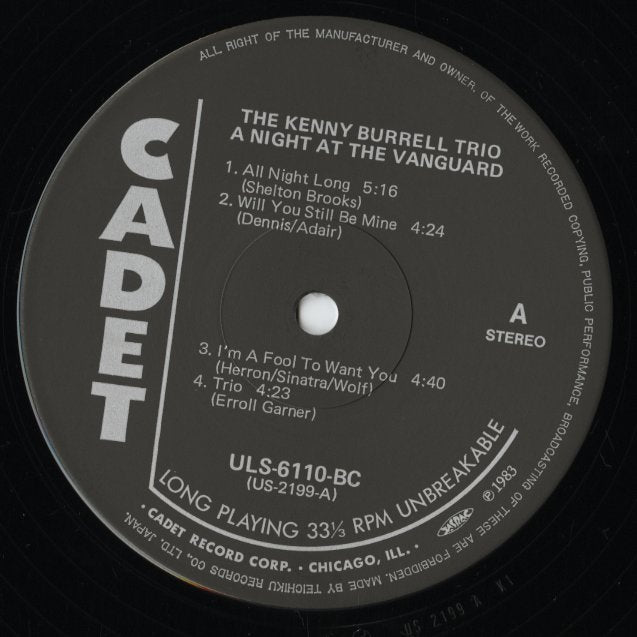 Kenny Burrell / ケニー・バレル / A Night At The Vanguard (ULS-6110BC)