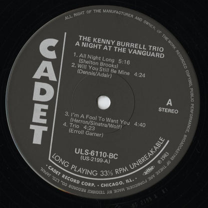 Kenny Burrell / ケニー・バレル / A Night At The Vanguard (ULS-6110BC)