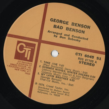 George Benson / ジョージ・ベンソン / Bad Benson (CTI6045)