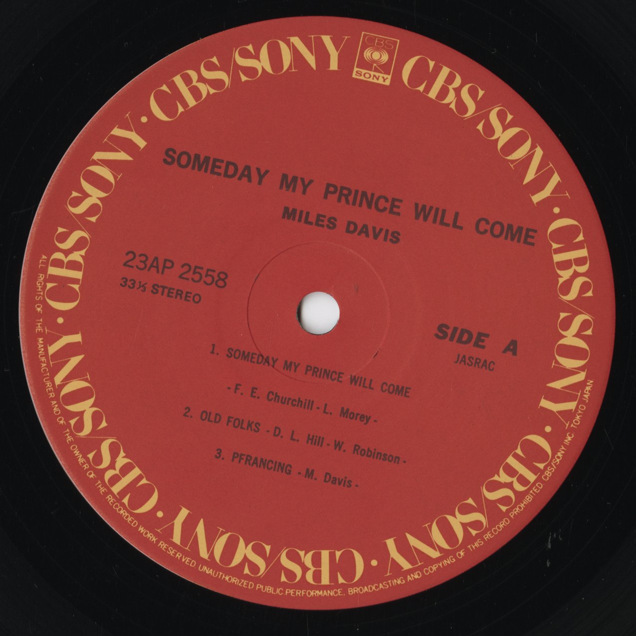 Miles Davis - Someday My Prince Will Come (23AP 2558) LP 1983 JPN CBS/Sony｜中古LP