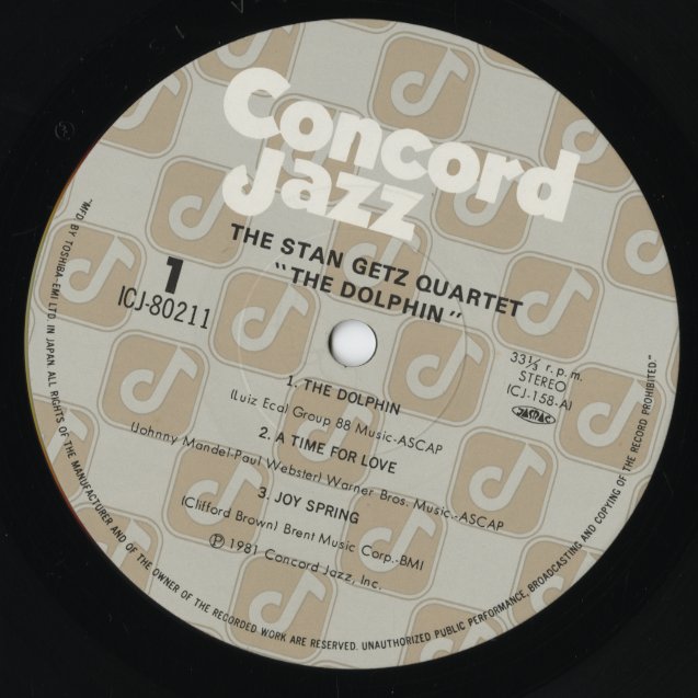 Stan Getz - The Dolphin (ICJ-80211) LP 1981 JPN Concord Jazz - Toshiba EMI｜中古LP