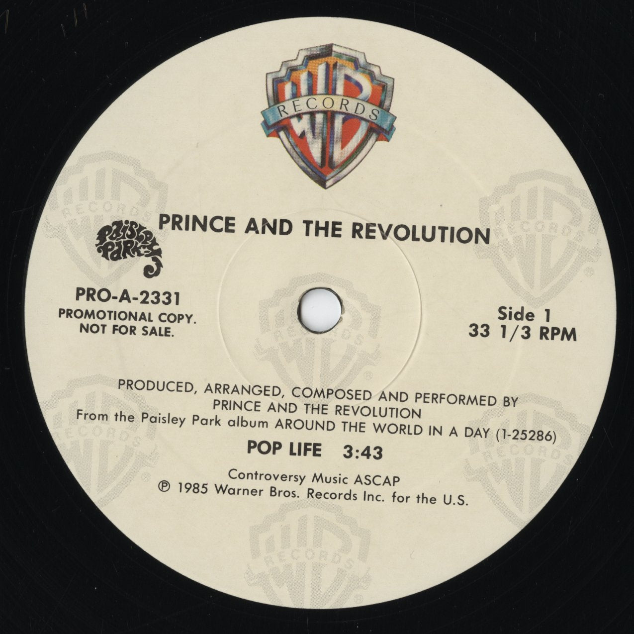 Prince – Pop Life (PRO-A-2331) 12inch 1985 US Warner Bros PROMO｜中古12inch