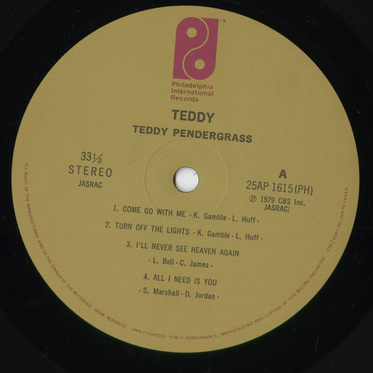 Teddy Pendergrass - Teddy (25AP 1615) 1979 JPN Philadelphia International｜中古LP