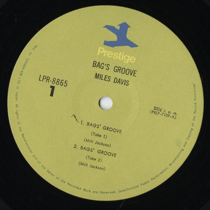 Miles Davis - Bags Groove (LPR-8865) LP 1974 JPN Prestige｜中古LP