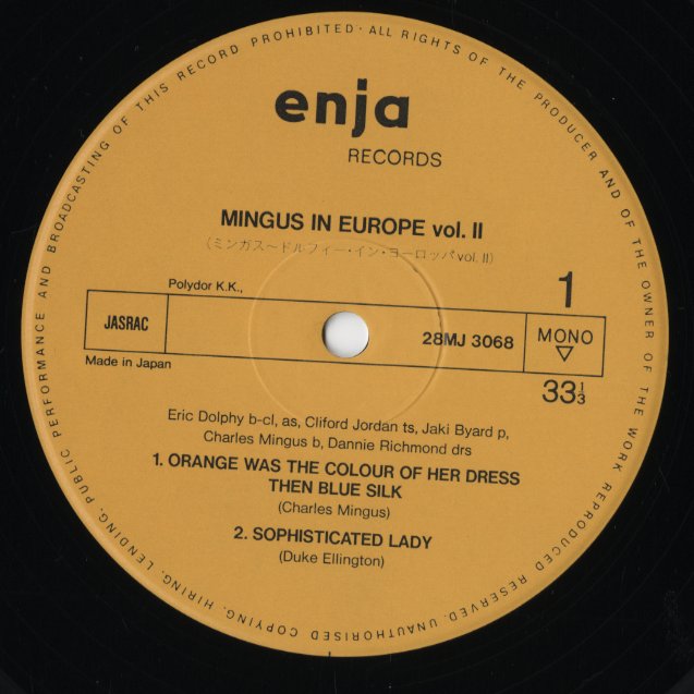 Charles Mingus - Mingus In Europe Volume II (28MJ 3068) LP 1981 JPN Enja｜中古LP