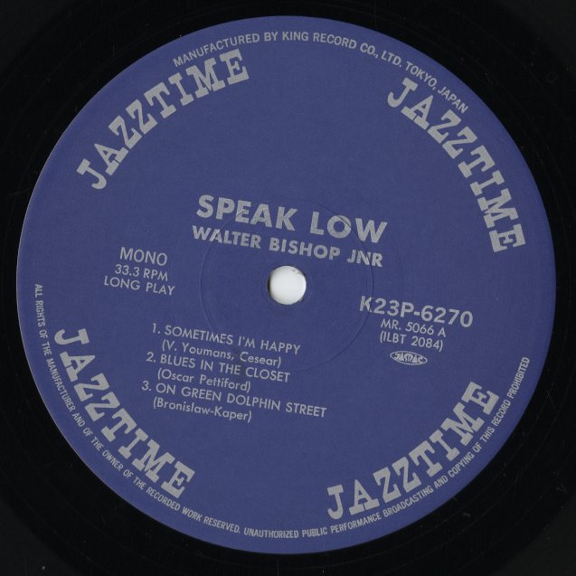 Walter Bishop Jr. / ウォルター・ビショップ・ジュニア / Speak Low