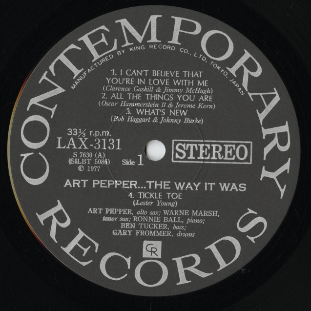 Art Pepper - The Way It Was (LAX3131) LP 1977 JPN Contemporary｜中古LP