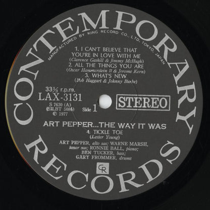 Art Pepper - The Way It Was (LAX3131) LP 1977 JPN Contemporary｜中古LP