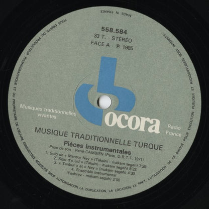 Turquie Musique Traditionnelle - Pièces Instrumentales (Ocora558584)