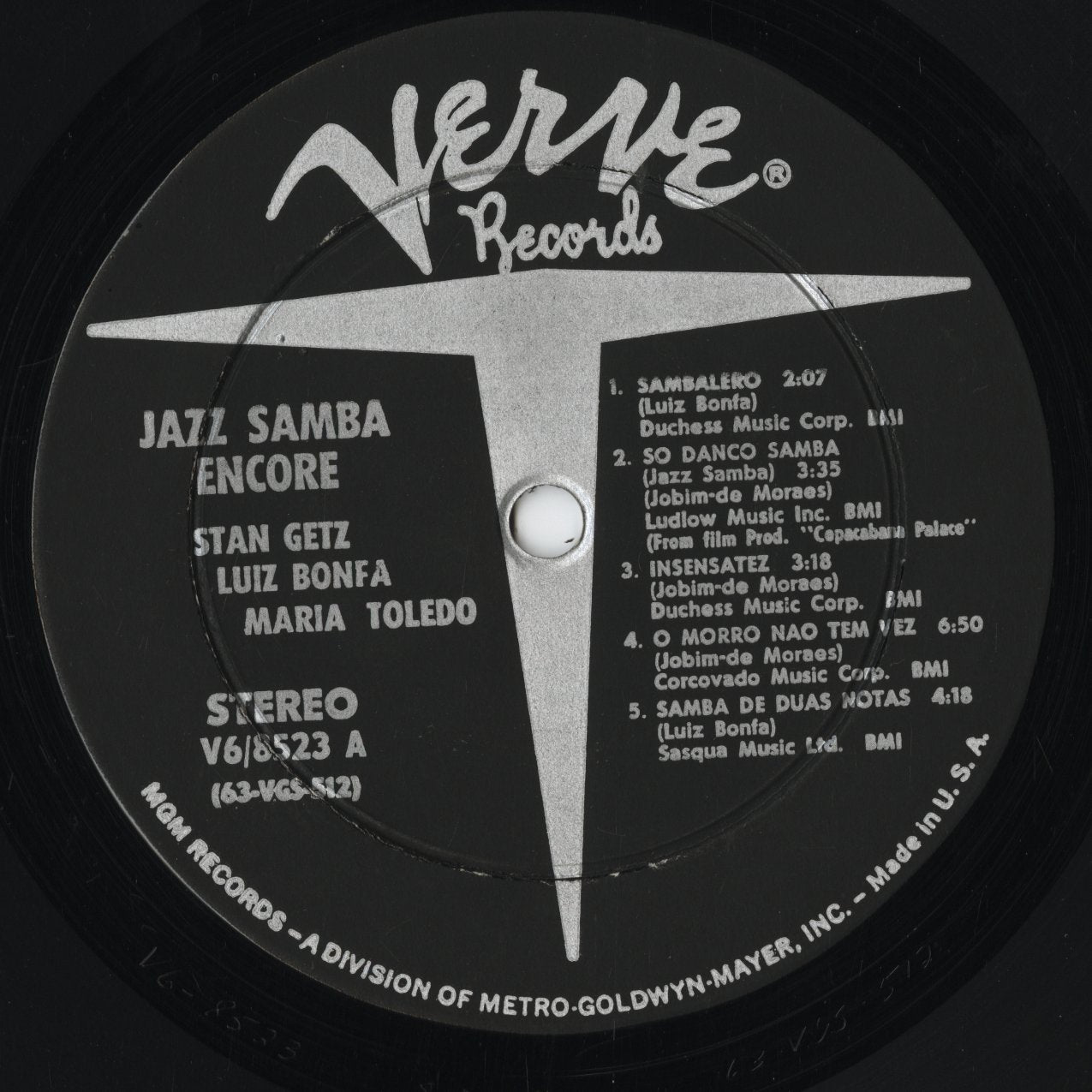 Stan Getz / Luiz Bonfa - Jazz Samba Encore! -STEREO (V6-8523) 1963 US Verve | 中古LP