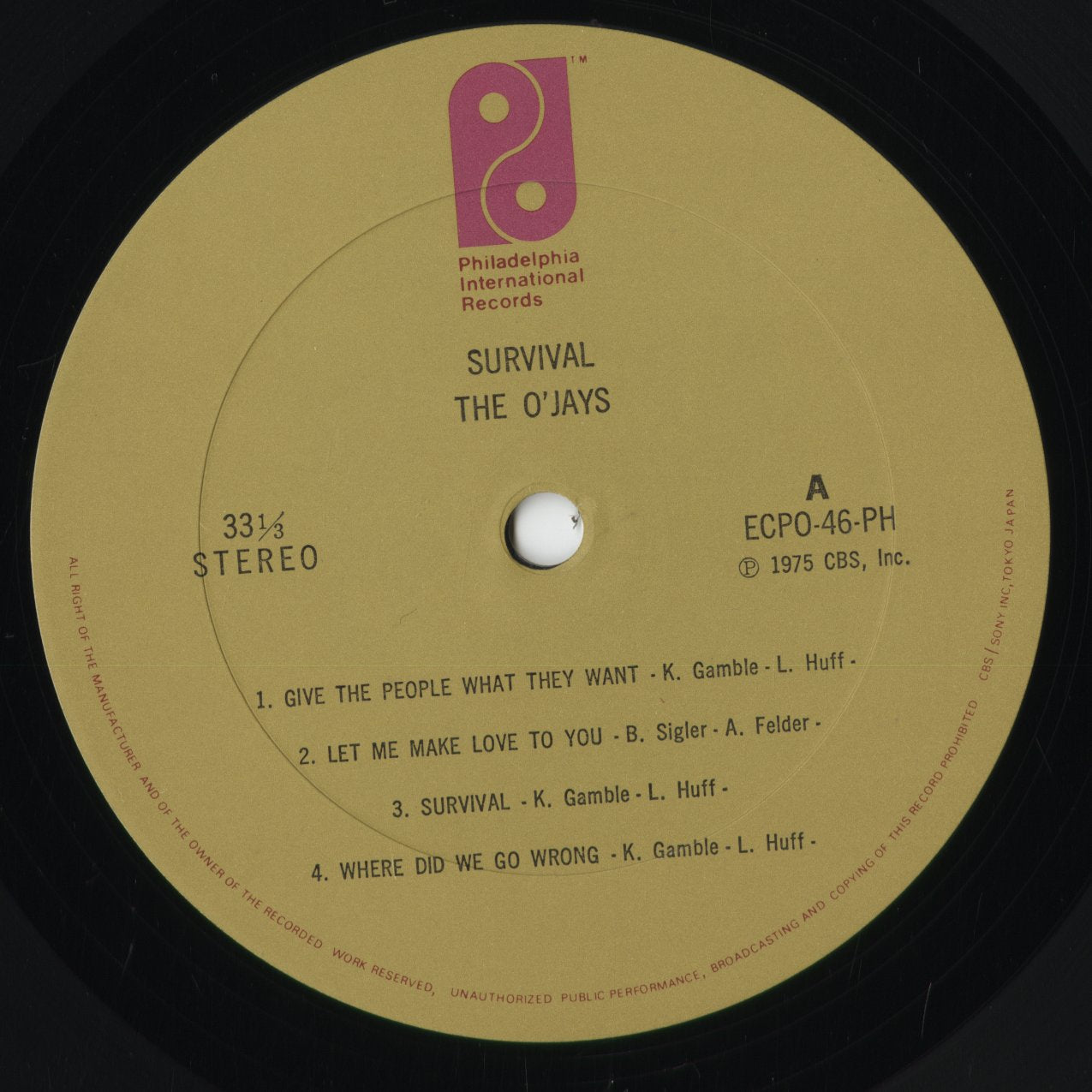 The O'Jays - Survival (ECPO-46-PH) 1975 JPN Philadelphia International｜中古LP