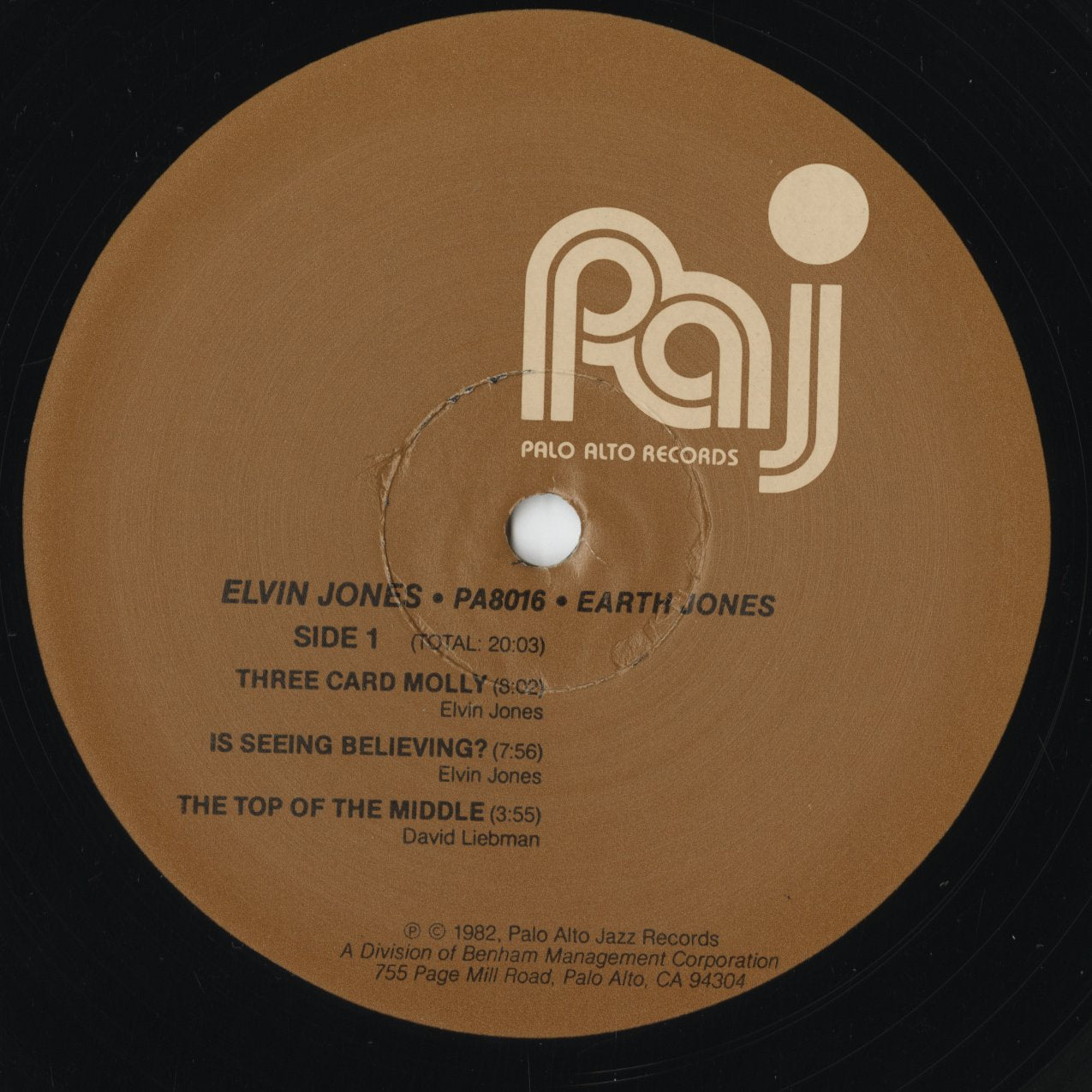 Elvin Jones – Earth Jones (PA 8016) LP 1982 US Palo Alto Jazz｜中古LP