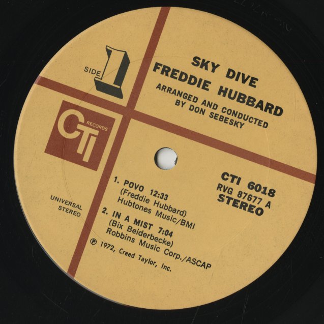 Freddie Hubbard / フレディ・ハバード / Sky Dive (CTI 6018)
