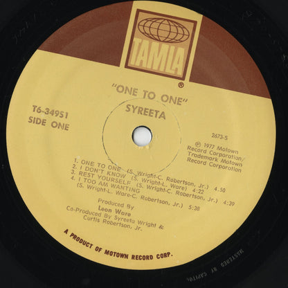 Syreeta - One To One (T6-349S1) 1977 US Tamla｜中古LP