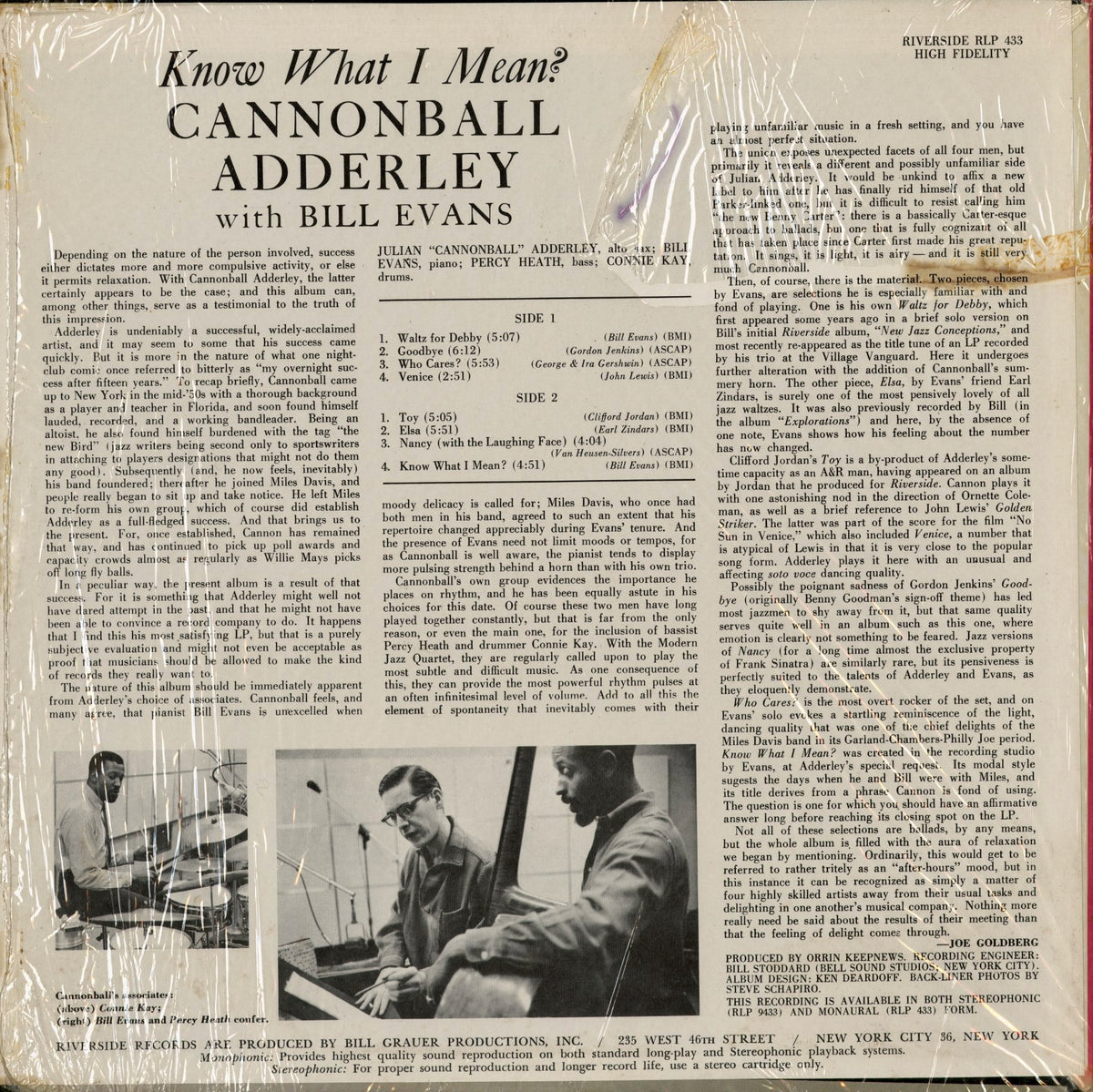 Cannonball Adderley - Know What I Mean? (RLP 9433) 1966 US Riverside｜中古LP