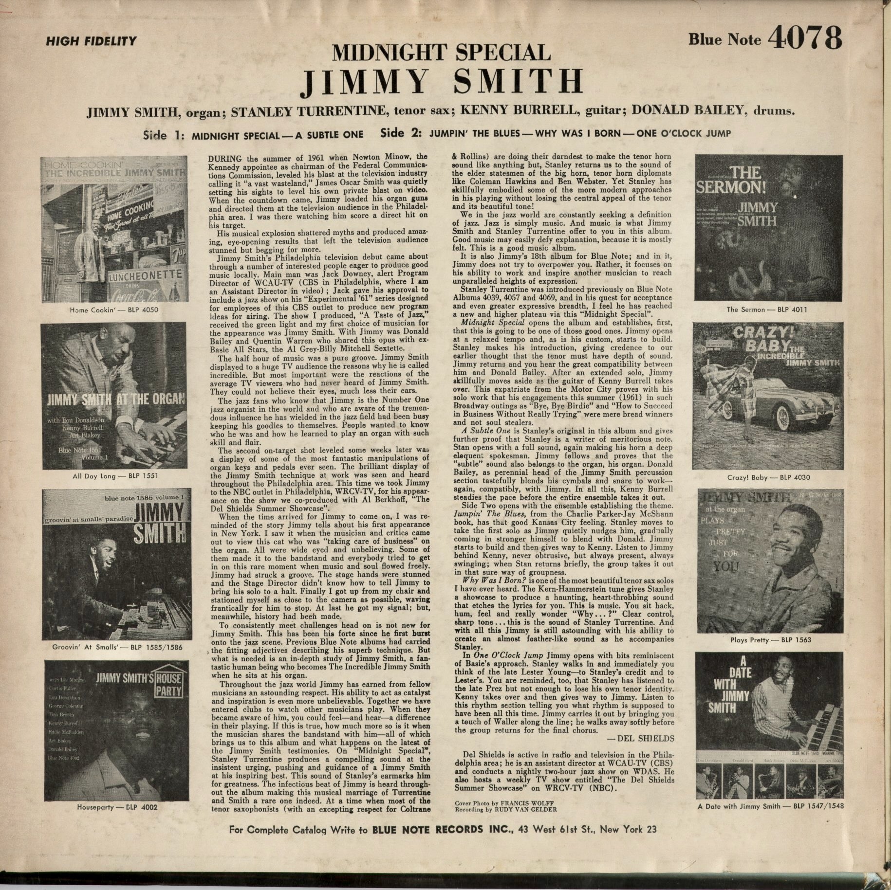 ジミー・スミス / Jimmy Smith『Midnight Special』(BLP-4078) US MONO