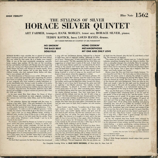 Horace Silver Quintet - The Stylings Of Silver (BLP 1562) 1958 US Blue Note｜中古LP