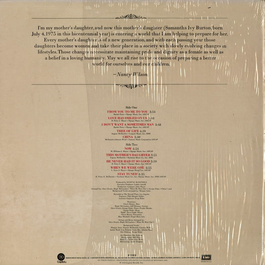 Nancy Wilson – This Mother's Daughter (ST-11518) 1976 US Capitol｜中古LP
