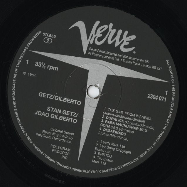 Stan Getz - Joao Gilberto / スタン・ゲッツ　ジョアン・ジルベルト / Getz/Gilberto (2304 071) 1980's UK Reissue