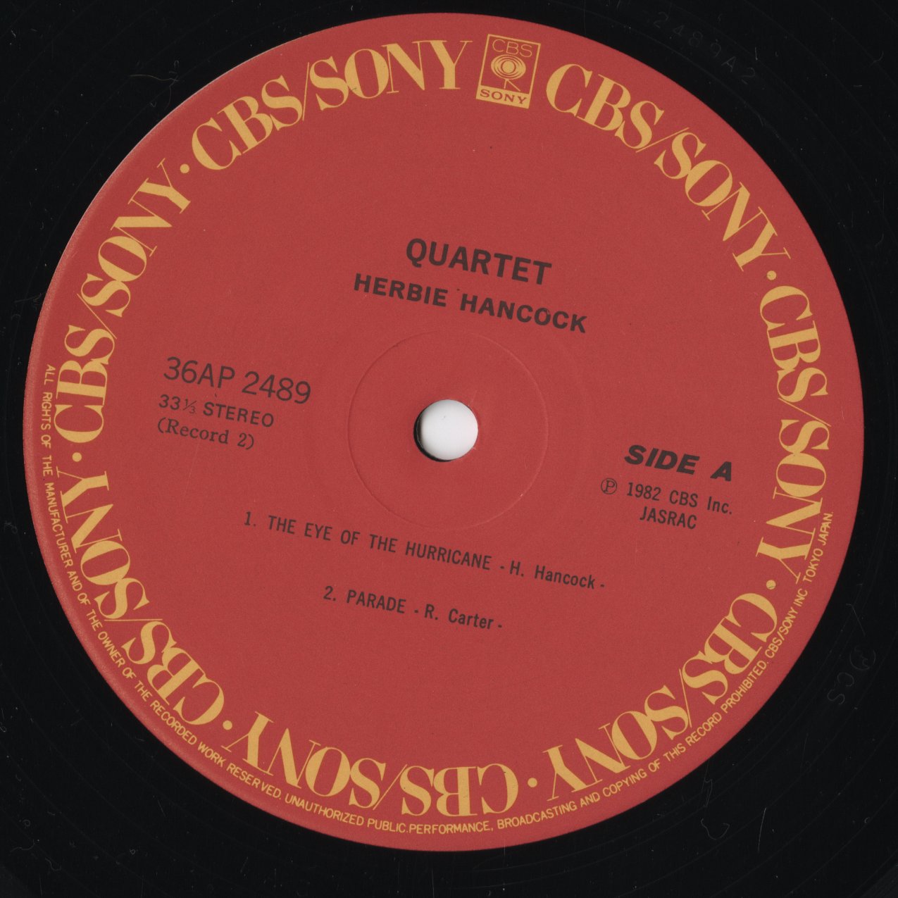 Herbie Hancock - Quartet (36AP 2488~9) 1983 JPN CBS/Sony｜中古LP