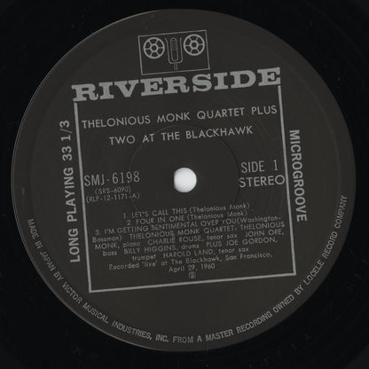 Thelonious Monk Quartet Plus Two - At The Blackhawk (SMJ-6198) LP 1977 JPN Riverside｜中古LP
