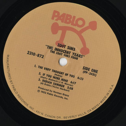 Zoot Sims - The Innocent Years (2310-872) LP 1982 US Pablo Records｜中古LP