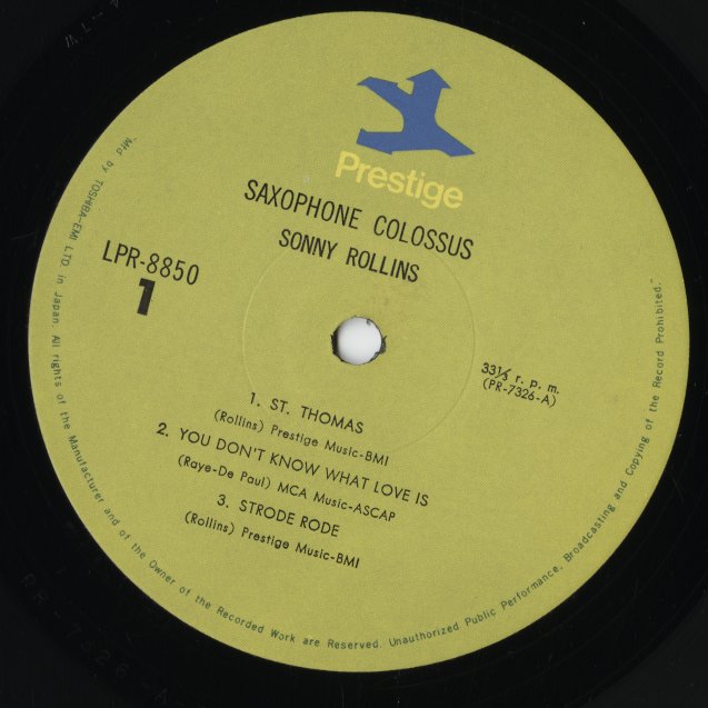 Sonny Rollins / ソニー・ロリンズ / Saxophone Colossus (LPR-8850