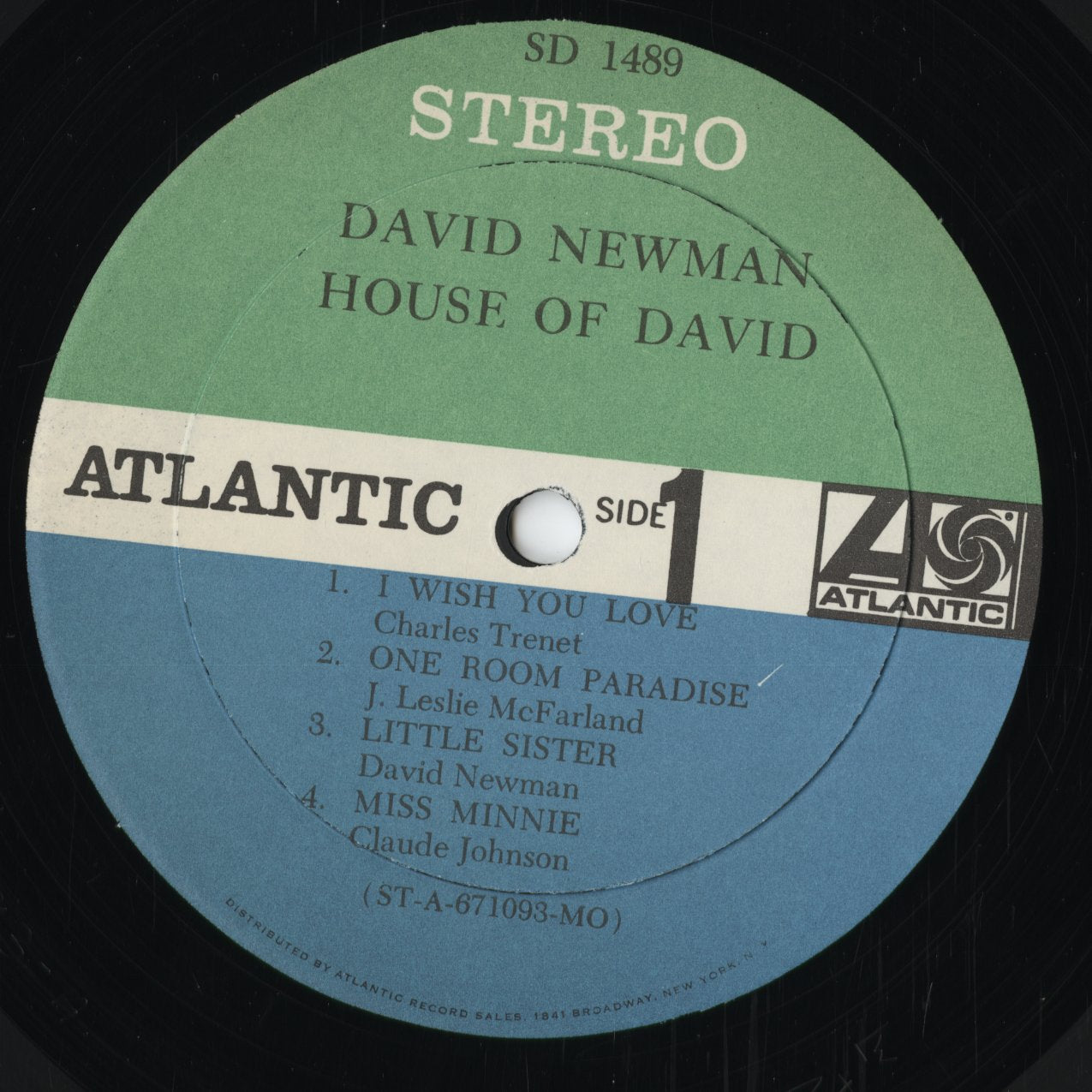 David Newman - House Of David (SD1489) 1967 US Atlantic｜中古LP