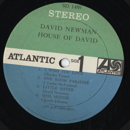 David Newman - House Of David (SD1489) 1967 US Atlantic｜中古LP