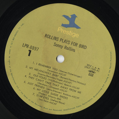 Sonny Rollins - Rollins Plays For Bird (LPR-8897) 1973 JPN Prestige｜中古LP