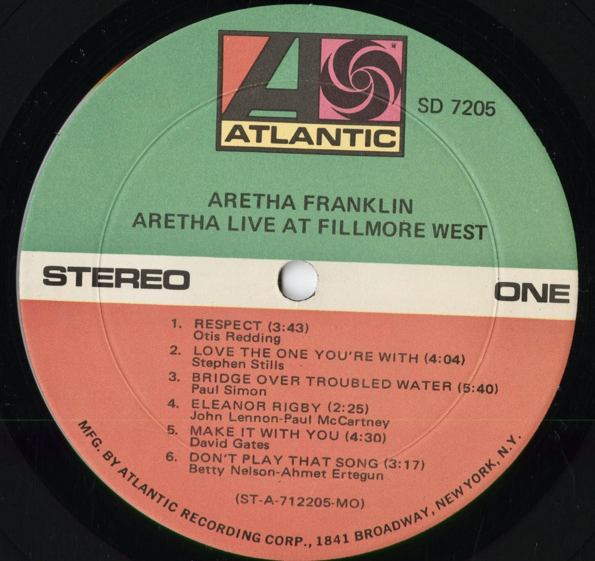Aretha Franklin - Live At Fillmore West (SD 7205) 1971 US Atlantic｜中古LP