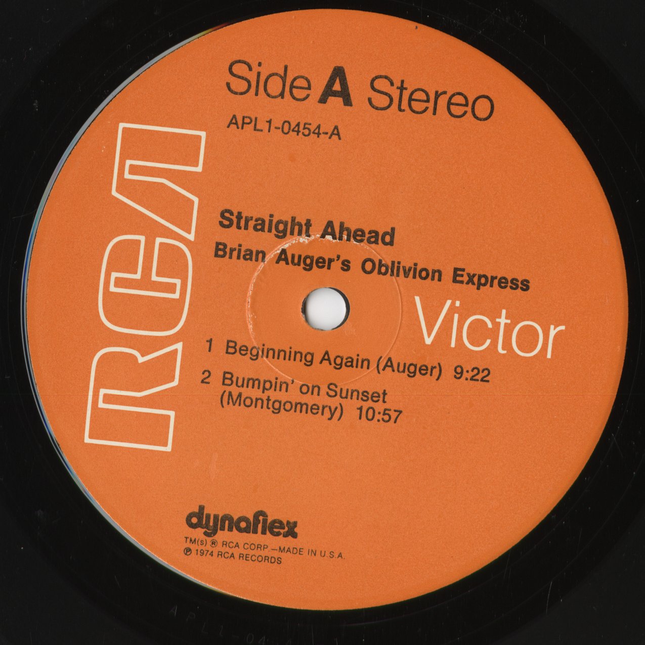 Brian Auger – Straight Ahead (APL1-0454) LP 1974 US RCA | 中古LP