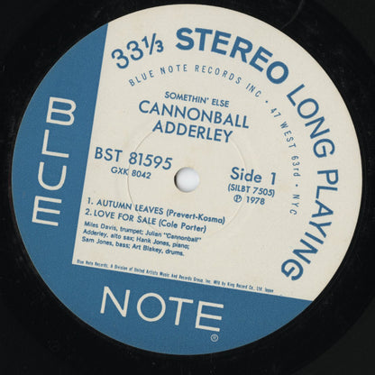 Cannonball Adderley - Somethin' Else (GXK 8042) 1978 JPN Blue Note / King Record｜中古LP