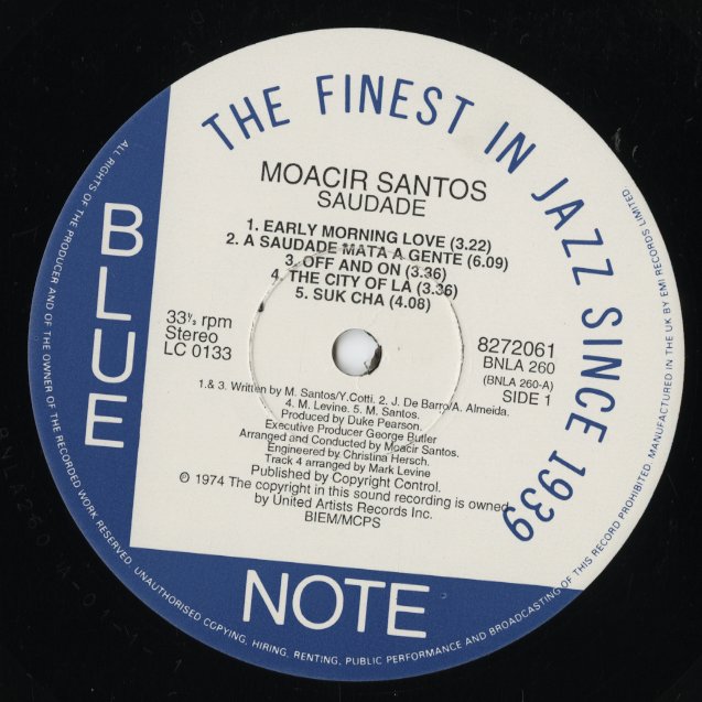 Moacir Santos - Saudade (8-27206-1) LP 1990s UK Blue Note｜中古LP