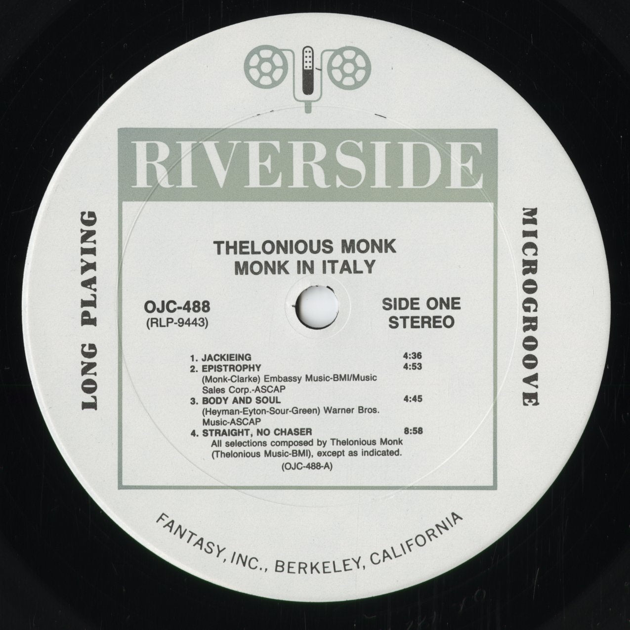 Thelonious Monk『In Italy』1990年 US Riverside OJC盤｜レコード通販