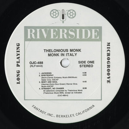 Thelonious Monk - In Italy (OJC-488) 1990 US Riverside Records - OJC｜中古LP
