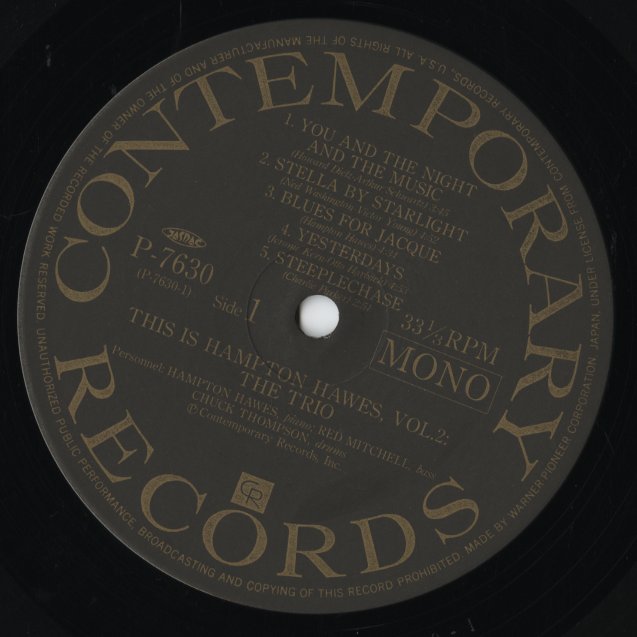 Hampton Hawes / ハンプトン・ホーズ / This Is Hampton Hawes Vol. 2: The Trio (P-7630) MONO