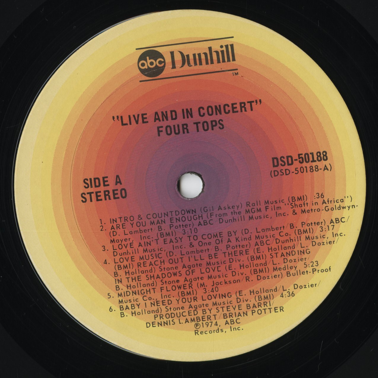 Four Tops - Live & In Concert (DSD-50188) 1974 US ABC｜中古LP