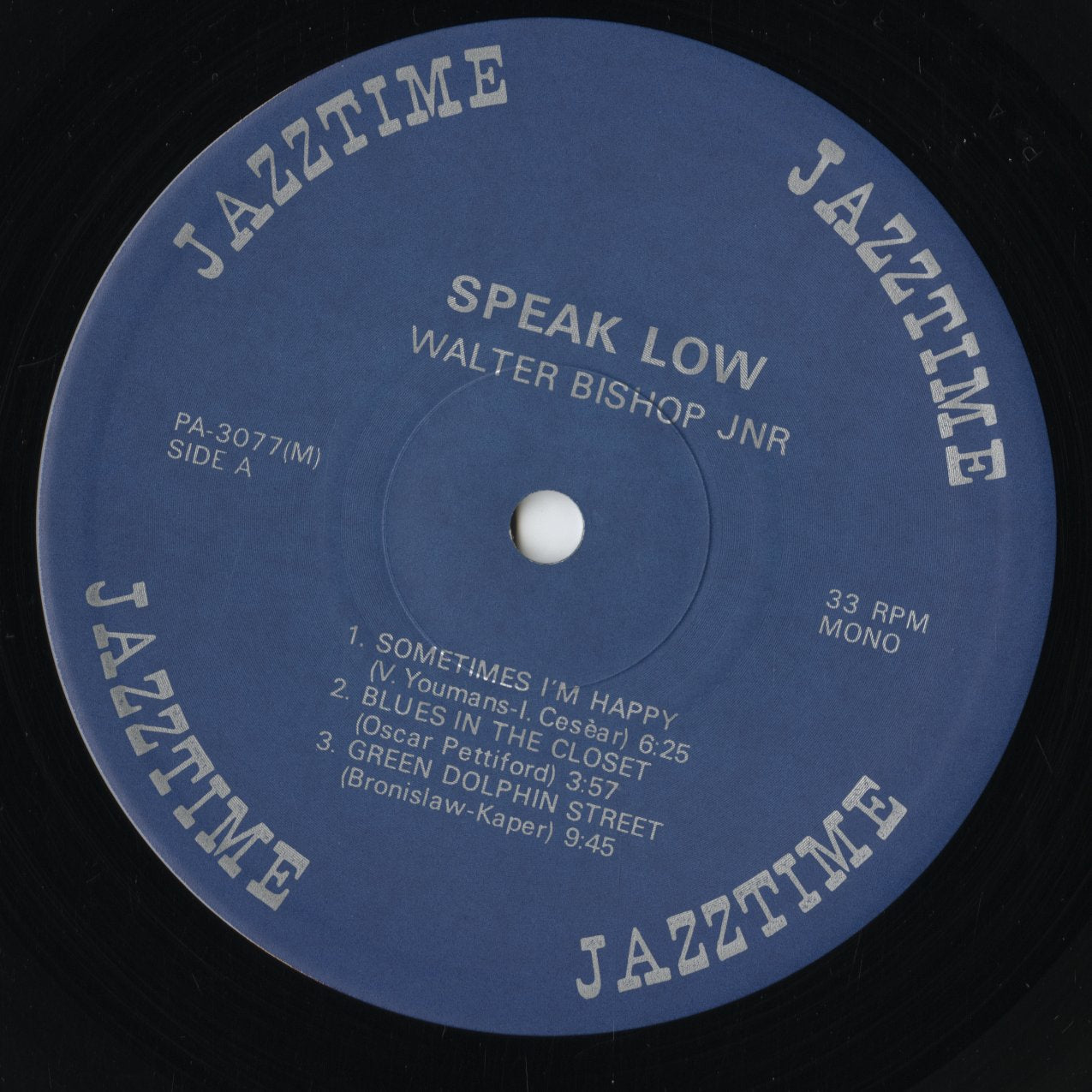 Walter Bishop Jr. Speak Low LP 中古レコード | JPN Jazztime Trio 帯