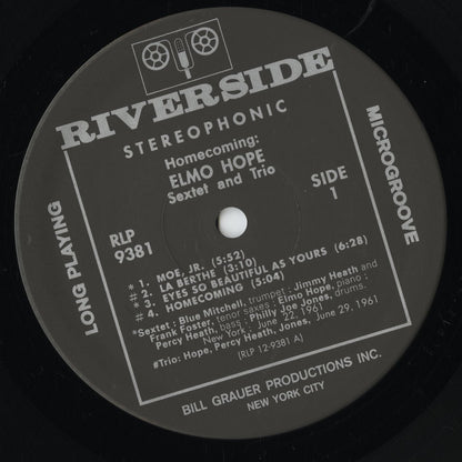 Elmo Hope - Homecoming! (VIJJ-30063) LP 1995 JPN Riverside｜中古LP