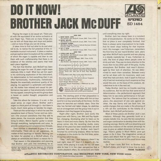 Brother Jack McDuff - Do It Now! (SD 1484) 1967 US Atlantic｜中古LP