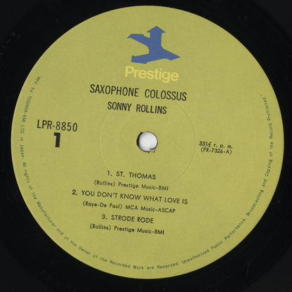 Sonny Rollins - Saxophone Colossus (LPR-8850) 1973 JPN Prestige｜中古LP