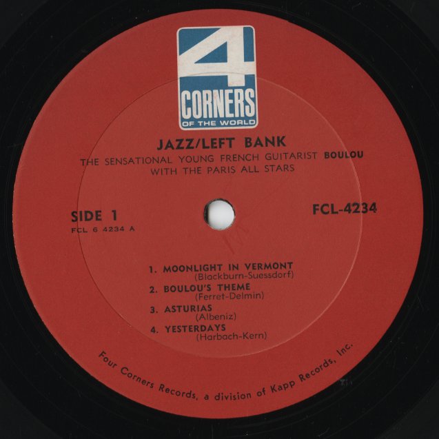 Boulou With The Paris All Stars - Jazz/Left Bank (FCL 4234) LP 1966 US Four Corners｜中古LP