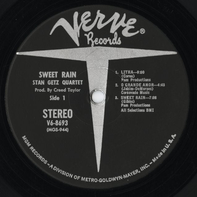 Stan Getz - Sweet Rain - STEREO (V6-8693) LP 1967 US Verve - MGM Records｜中古LP