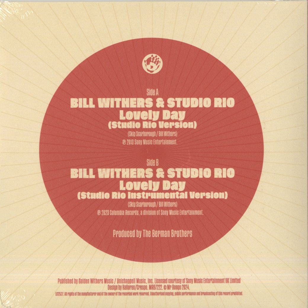 Bill Withers / ビル・ウィザース / Lovely Day (Studio Rio Version) -7 (MRB77222)