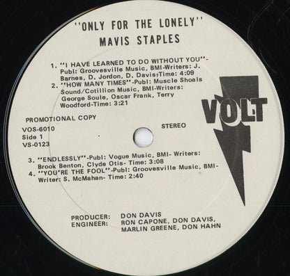 Mavis Staples - Only For The Lonely (VOS 6010) 1970 US Volt｜中古LP