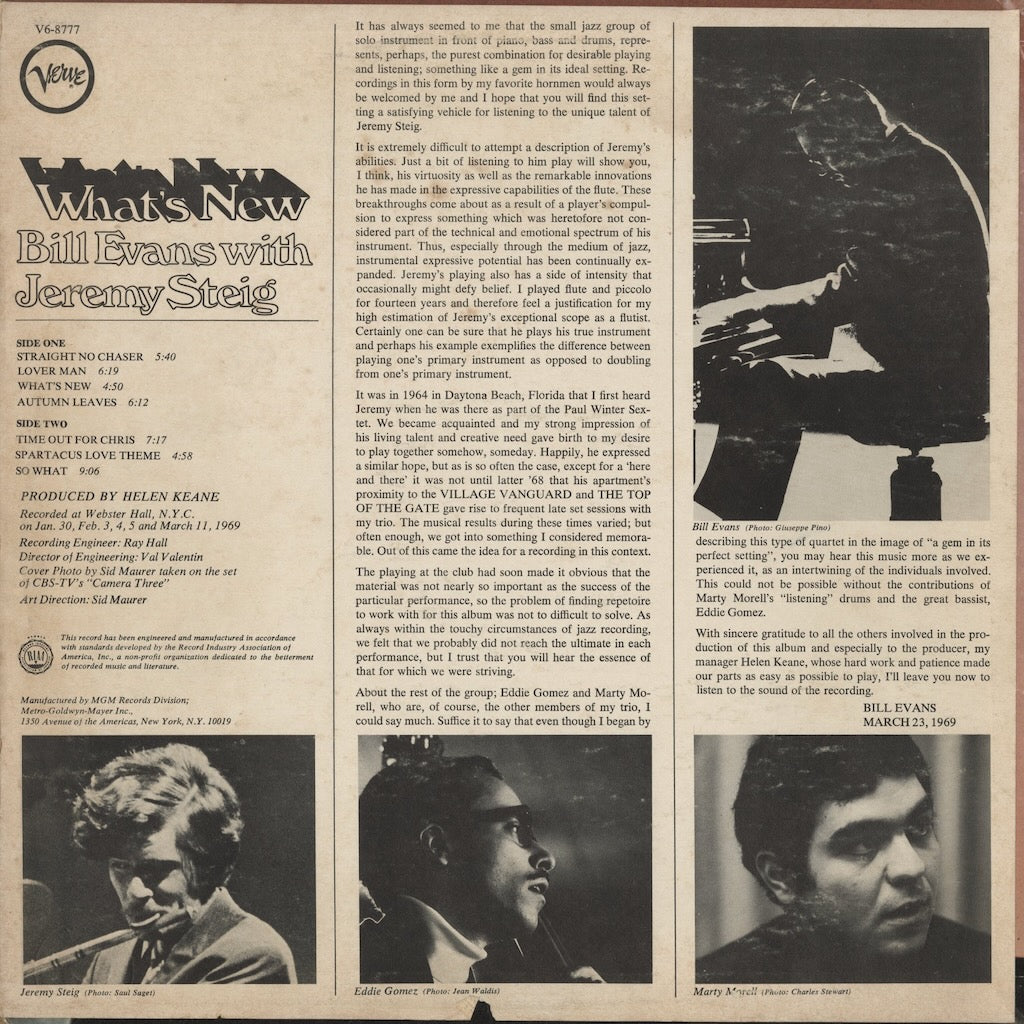 Bill Evans – What’s New (V6-8777) LP 1969 US Verve オリジナル盤