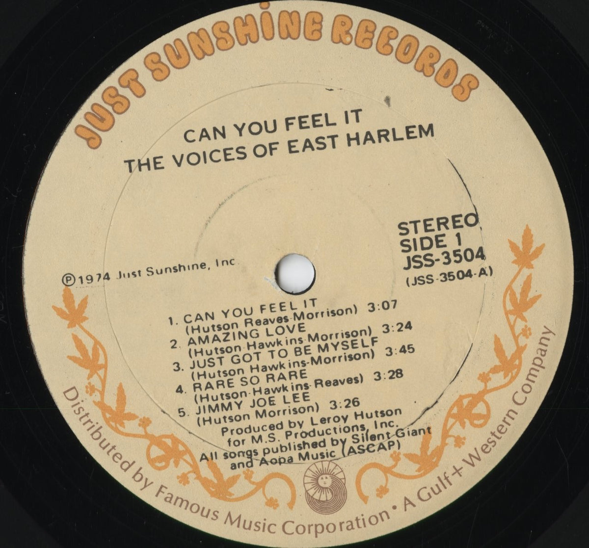 The Voices Of East Harlem - Can You Feel It (JSS-3504) 1974 US Just Sunshine Records｜中古LP